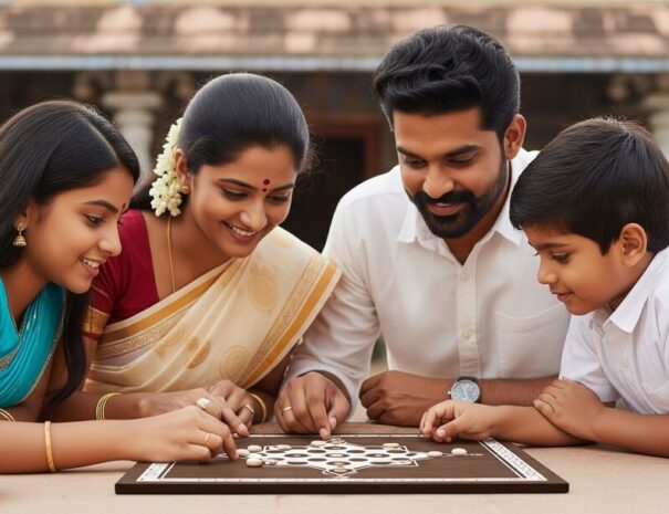 Playing traditional games in Chennai during Indian art tour