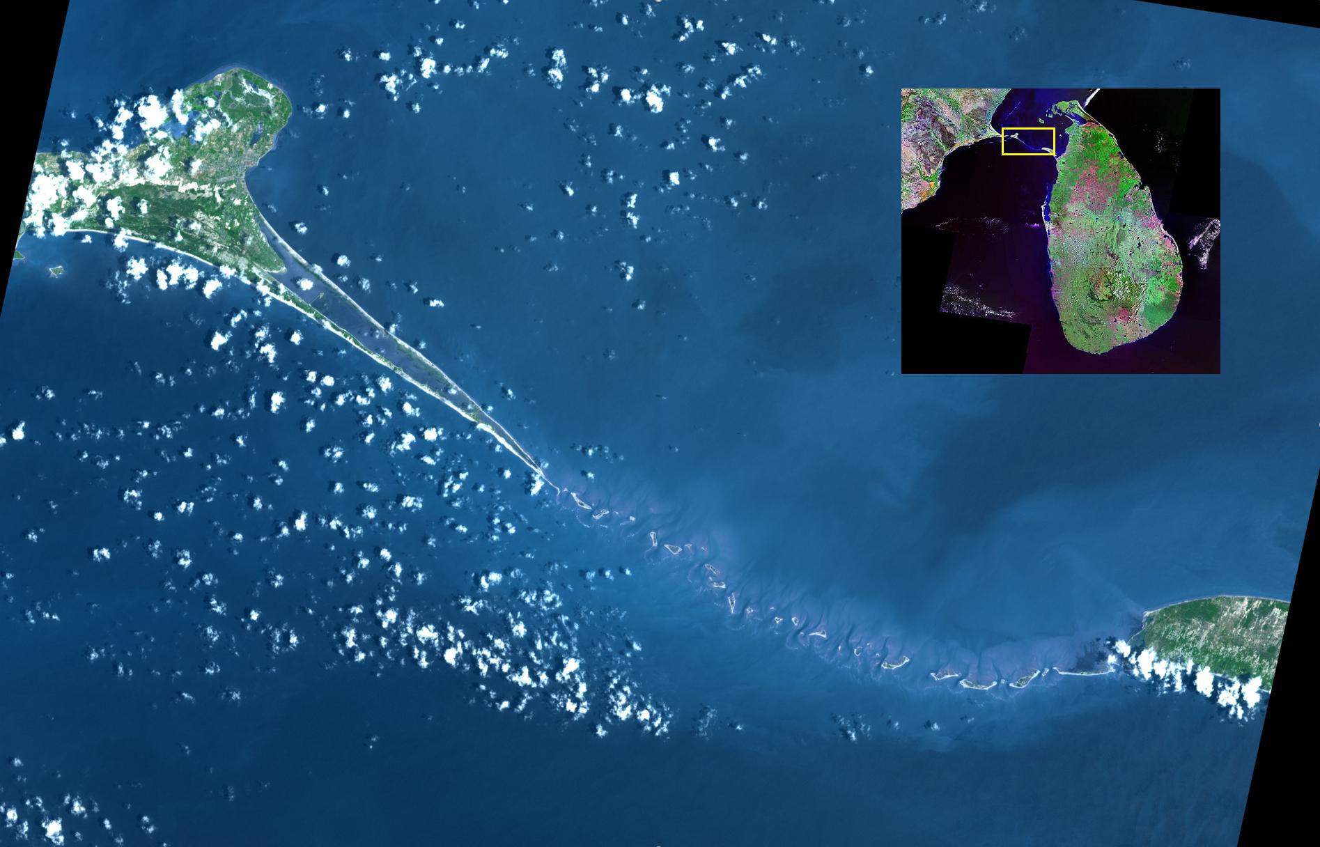 satellite image of Ram sethu bridge