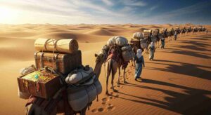 Caravans of Arabian nights and concepot of zero