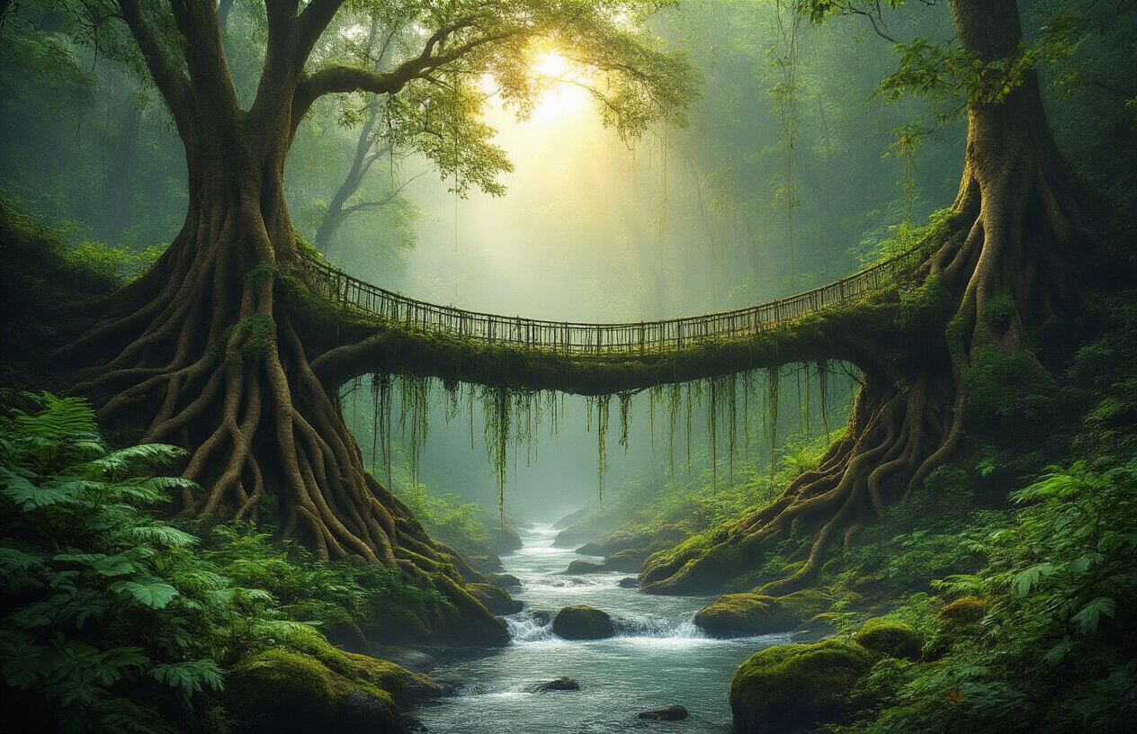 Explore Living Root Bridges in Meghalaya's Rainforests