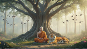 Monk and tiger of Ranthambore