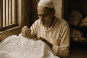 Chikankari weaver, Lucknow heritage tour