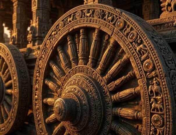 Darasuram stone chariot wheels detail