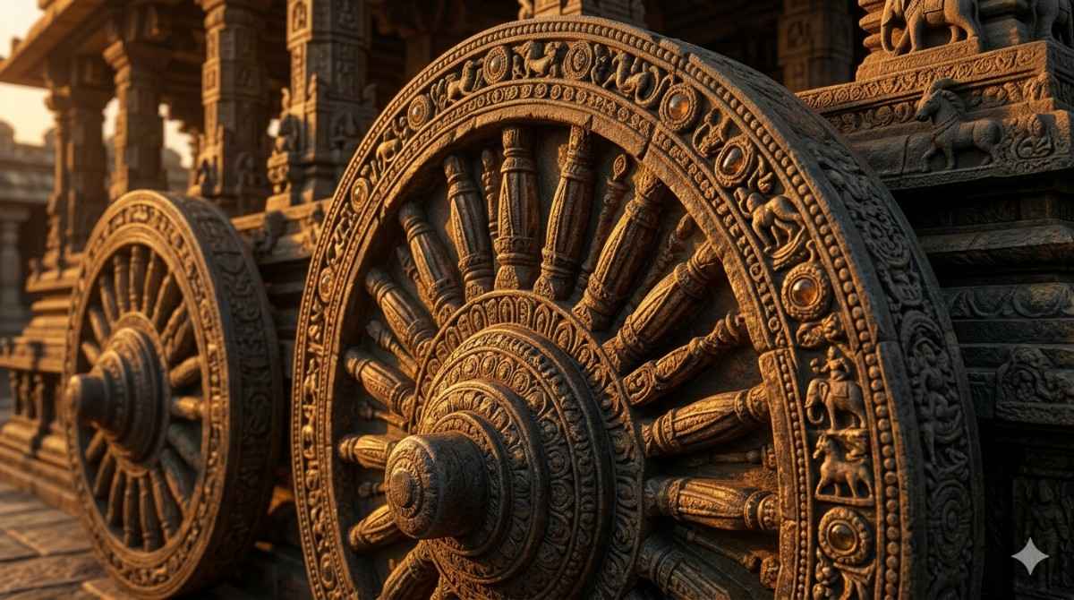 Darasuram stone chariot wheels detail