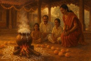 Pongal Tamil Nadu rice harvest festival January earthen pot boiling milk jaggery