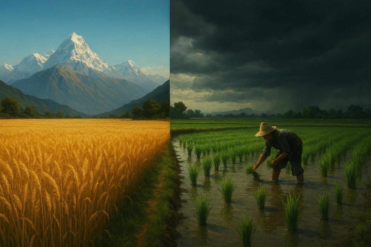 Wheat vs rice India culture north south divide wheat field rice paddy