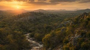 Sariska Tiger Reserve Aravalli Hills landscape dry deciduous forest rocky outcrops Rajasthan