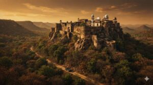 Sariska Palace Maharaja Alwar hunting lodge French Indian architecture heritage hotel Rajasthan