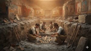 Pompeii archaeological excavation 1938 House Indian Statuette dye house indigo trade