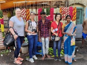 Shankarapura jasmine flower market travellers vendor garland coastal Karnataka 5 Senses Tours community